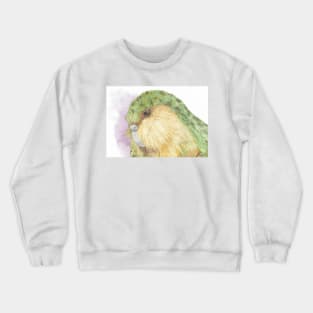 watercolor kakapo owl parrot portrait painting Crewneck Sweatshirt